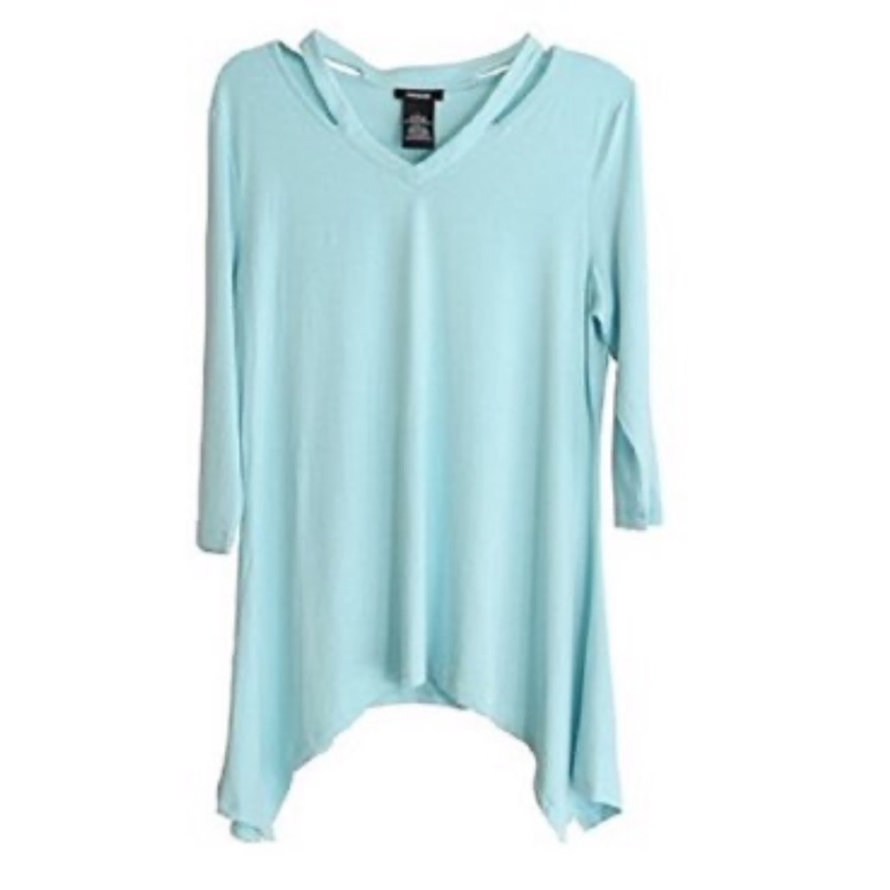 Blue cold shoulder shirt